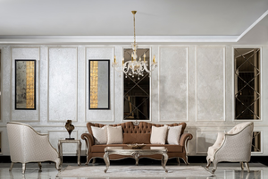 Fauteuil d'appoint à dossier haut de style français antique avec finition argentée de qualité supérieure et tissu texturé - Product Image 6