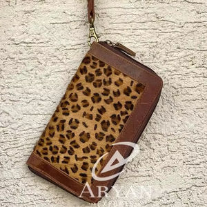 Cartera de Mano de Cuero de Vaca con Correa para la Muñeca, Bolso de Mano de Cuero para Mujer - Product Image 1