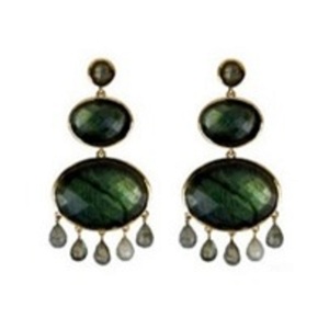 Pendientes de plata de ley 925 con forma ovalada, Gema labradorita, novedad - Product Image 1