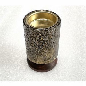 Brûleur à Bakhoor Arabe Élégant en Bois avec Bandes Métalliques Ornées – Artisanat Premium Écologique Fait Main – Style Intemporel Religieux - Product Image 5