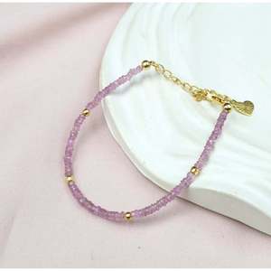 18K Gold Filled Pink Sapphire Fashion Charm <b>Bracelet</b> - Product Image 2