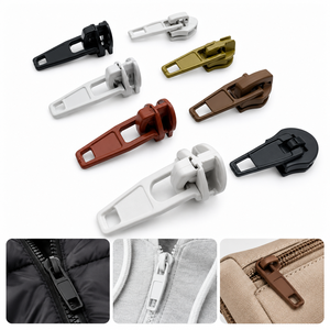 Vendita all'ingrosso # 3 Cursori per Cerniere in Nylon <span class=keywords><strong>con</strong></span> Blocco Automatico, Neri e Bianchi, per Tessili Domestici, Biancheria da Letto e Borse - Product Image 1