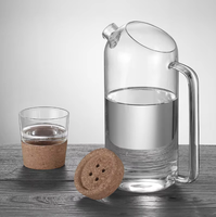 Carafe à eau sans plomb Thé Infusion de fruits Pichet en verre Couvercle en liège Verres