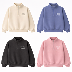 เสื้อสเวตเชิ้ตผู้ชายแบบสั่งทำพิเศษ (OEM) คอซิป 1/4  ทรงหลวม ไหล่ตก ผ้าคอตตอนหนานุ่ม ไซส์ใหญ่พิเศษ - Product Image 1