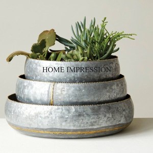 Maceta de flores de lujo de Metal más vendida, maceta decorativa de suelo hecha a mano con forma de tambor de Color plateado al precio más bajo - Product Image 2