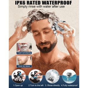 Afeitadora Eléctrica Rotatoria Impermeable IPX7 para Hombre, Recortadora de Barba y Cabeza Calva con Pantalla, para Uso en Seco y Húmedo, Reemplazo para Aplicaciones en RV - Product Image 3