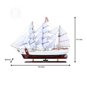 US Coast Guard Eagle Model Ship Handcrafted Wooden Replica with Display Stand, Collectible, Decor, Gift, Wholesale