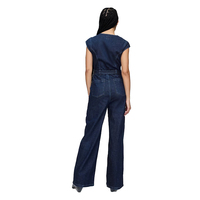 Salopettes et Combinaisons en Jean pour Femme Tendance 100% Coton Été Taille Mi-Haute Col Carré à Quarts de Zip Respirant Écologique