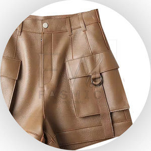 Shorts en cuir pour femmes, décontractés, de haute qualité, séchage rapide, légers, couleur rouge, taille ajustable, logo imprimé personnalisé, respirants - Product Image 6