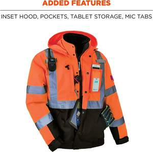 Chaqueta reflectante de alta visibilidad para hombre, Cazadora Bomber de invierno con forro polar y cremallera, chaquetas reflectantes, chaqueta de seguridad con capucha desmontable - Product Image 3