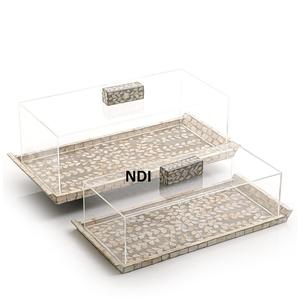 Support à gâteau en verre, support à cupcakes en bois pour la décoration de la vaisselle d'hôtel, accessoires pour les fêtes de mariage, support à gâteau - Product Image 1