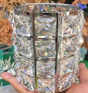 Candelita votiva con cuentas de cristal dorado al por mayor, portavelas de cristal para boda, Mesa para el hogar, restaurante, decoración, logotipo de cristal - Product Image 6