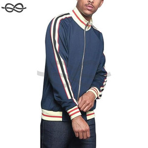 Chaqueta deportiva con cremallera de estilo de marca de lujo a rayas sólidas de tres colores para hombre, ropa informal, chaqueta deportiva ajustada a la moda atlética - Product Image 2