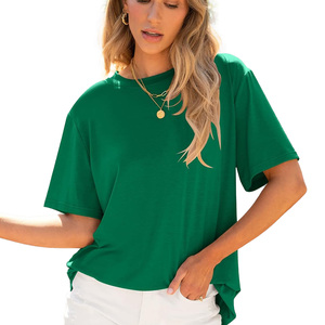 Camiseta Estampada para Mujer, Manga Corta, Algodón Premium, Suave al Tacto, Transpirable, Cómoda para Uso Diario, Exportación de Ropa Directa de Fábrica - Product Image 4