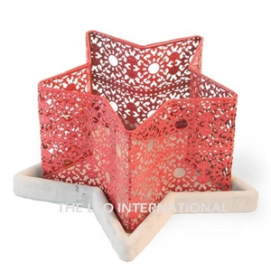 Star Shape Design Red Color Iron Metal <b>Tealight</b> <b>Candle</b> Holder With Unique Pattern Fully High Grade Good Price - Product Image 1
