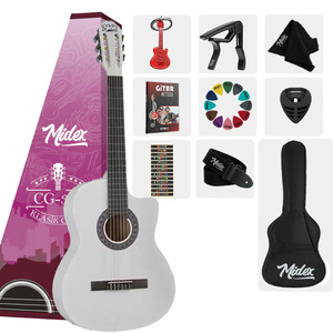 Guitarra Clásica Cutaway Blanca 4/4 con Varilla de Ajuste y Tapa de Abeto |   Midex CG-395WH - Product Image 3