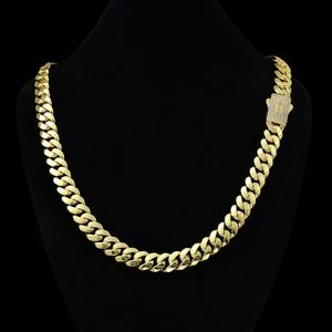 Collier chaîne cubaine en moissanite pour homme, style hip-hop, doré, maillons épais, de luxe, audacieux, brillant et de qualité supérieure - Product Image 1