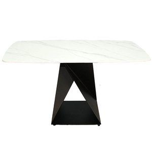 Rectangular 140x80cm <b>Dining</b> <b>Table</b> High Quality Stone Top Iron Legs Minimalist Style Walnut <b>Wood</b> Assembled <b>Extendable</b>-BA68038 - Product Image 3