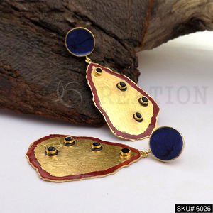 ชุบทองทำด้วยมือเครื่องประดับผู้หญิงที่มีสไตล์การออกแบบเคลือบฟันของต่างหูลดลงและห้อย - Product Image 1