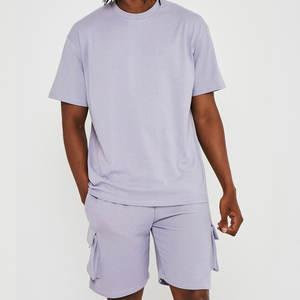 Novedad de verano, conjuntos informales de 2 piezas para hombre, conjunto doble de camiseta y pantalones cortos con cordón para uso diario - Product Image 4