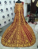 Kaftan marocain en cristal de haute qualité pour femmes adultes, orné de pierres, en micro-velours pur, taille personnalisable