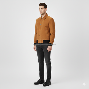 Chaqueta de Cuero Genuino para Hombre, Diseño Personalizado con Logotipo Frontal, Dos Tonos, Lona y Gamuza, Estilo Casual Vintage, Motociclista, Abrigo de Invierno - Product Image 4