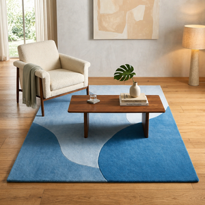 Alfombra Moderna Abstracta de Lana/Seda, Hecha a Mano, Lavable, Apta para Mascotas, Reversible, Antibacteriana, para Sala de Estar, Picnic, Golf - Product Image 2