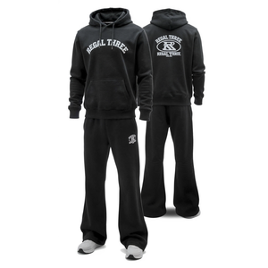 Clothing Custom Logo Stacked Sweatsuit <b>Zip</b> <b>up</b> <b>Hoodie</b> and Jogger Sweatpants Set <b>Graphic</b> 3d Puff Print Flared Tracksuit for Men - Product Image 5