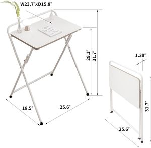 Escritorio plegable moderno de espacio pequeño Superficies de escritorio Premium Marco de metal industrial Escritura para estudiantes Organización de oficina en casa - Product Image 4