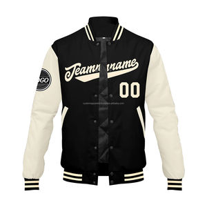 Veste universitaire universitaire personnalisée avec corps en laine et manches en cuir col montant-MCACVJ-48 en vrac logos brodés sur le devant - Product Image 2