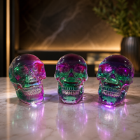 Figurine en verre à changement de couleur, Ornement squelette irisé, Objet de collection décoratif pour Halloween
