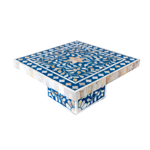 Soporte de pastel de cristal floral indio hecho a mano mesa de resina con incrustaciones de madreperla y hueso para pasteles de chocolate o florales - Product Image 3