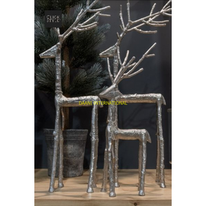 Gold Standing & Sitting Reindeer Pair Christmas Figurines Holiday Deer Sculptures Festive Tabletop <b>Decor</b> Winter <b>Gift</b> & Sculpture - Product Image 4