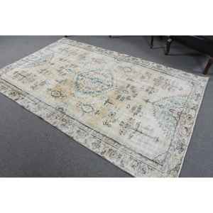 Alfombra vintage, alfombra grande de 5.3x8.3 pies, alfombra turca de lana con lunares blancos - Product Image 2