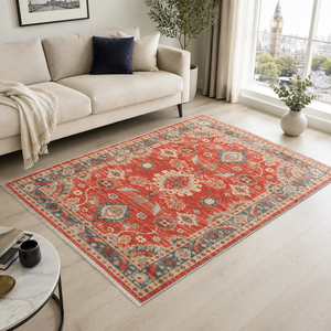 Alfombra Lavable Tradicional Konya Borgoña RW302603 de Rug Weavers, Venta al por Mayor, Chenilla Lavable, 10 Tamaños - Product Image 1