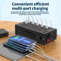 Stasiun Pengisian Daya Cepat 100W 20USB-A Pengisi Daya Ponsel QC3.0 Adaptor Daya Blok USB Bahan Gan untuk Penggunaan Luar Ruangan/Pabrik/Sekolah