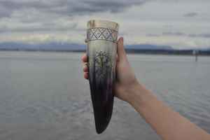 Taza de cuerno para beber de estilo vikingo rústico, jarra de estilo Animal pulida hecha a mano, Ideal para amantes de la cerveza artesanal y coleccionistas - Product Image 2