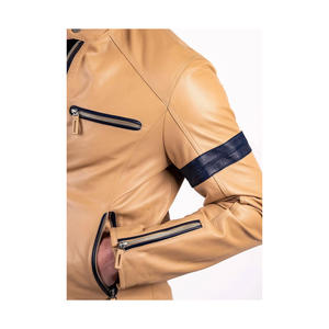 Chaqueta de cuero de calle alta para hombre, chaqueta de montar clásica con logotipo frontal, Equipo de Motocicleta, estilo Vintage - Product Image 3