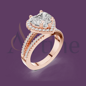 แหวนเพชรเม็ดเพชรรูปหัวใจสำหรับผู้หญิง14K - Product Image 1