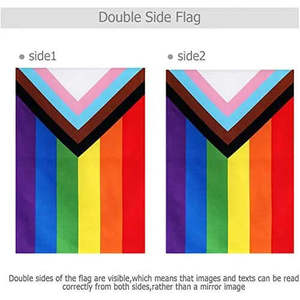 Paquete de 2 Banderas de Jardín Progress Pride - Banderas Pequeñas del Arcoíris LGBT de 12.5x18 Pulgadas, Bandera de la Comunidad Gay, Lésbica y Transgénero, Resistente a la Decoloración por Rayos UV - Product Image 3