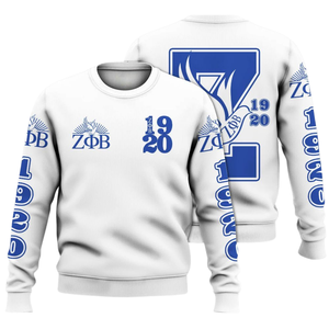 Zeta Phi Beta Sorority Greek Letter Crewneck Sweatshirt Women <b>Blue</b> 1920 Embroidered Fleece Pullover - Product Image 3