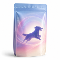 Pochette souple personnalisée à impression numérique dégradée effet aura pour aliments pour chiens, refermable, sans valve