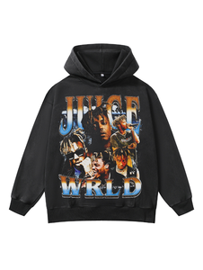 Sweats à capuche Anime en coton imprimé, effet délavé, chauds, avec capuche réglable, motif uni brodé, pour l'hiver et l'extérieur - Product Image 5