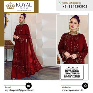 Fournisseur direct d'usine, organza synthétique de bonne qualité avec broderie, collection de costumes pakistanais provenant d'un vendeur indien de premier plan - Product Image 2
