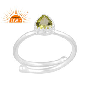 Venta caliente 925 plata esterlina fina peridoto natural piedra preciosa anillo apilable fabricante de joyería personalizada - Product Image 1