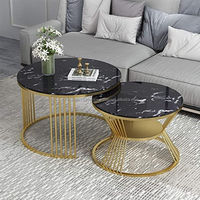2023 nouveauté table basse imbriquée en or de qualité supérieure avec dessus en marbre design moderne unique pour les Offre Spéciale de salon