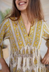 Vestido de fiesta largo con estilo de algodón hecho a mano indio, regalo de novia con estampado floral, vestido de moda personalizado para mujer, ropa de verano - Product Image 5