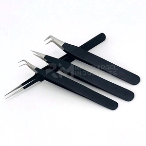 RMI pince à cils personnalisée pince à épiler enduite de poudre noire avec points de couleur argentée poignée tous les types de pince à épiler à 90 degrés - Product Image 2