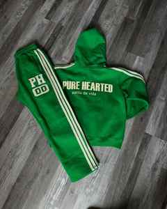 Ensemble sweat-shirt et pantalon de survêtement à imprimé délavé personnalisé, en coton, streetwear, avec bande latérale, pour l'hiver, survêtement ample - Product Image 2