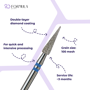 Broca de Diamante para Uñas OEM Formula Profi 3.0mm, Grano Azul, Acero Inoxidable Premium, para Limpiar Cutículas - Product Image 2